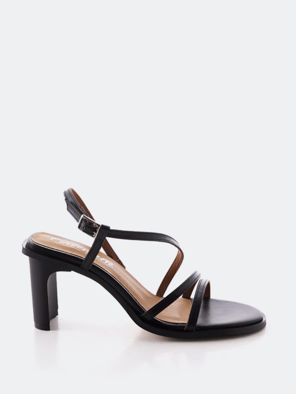 L'INTERVALLE Epiphany Black Leather Slingback Heel Sandal